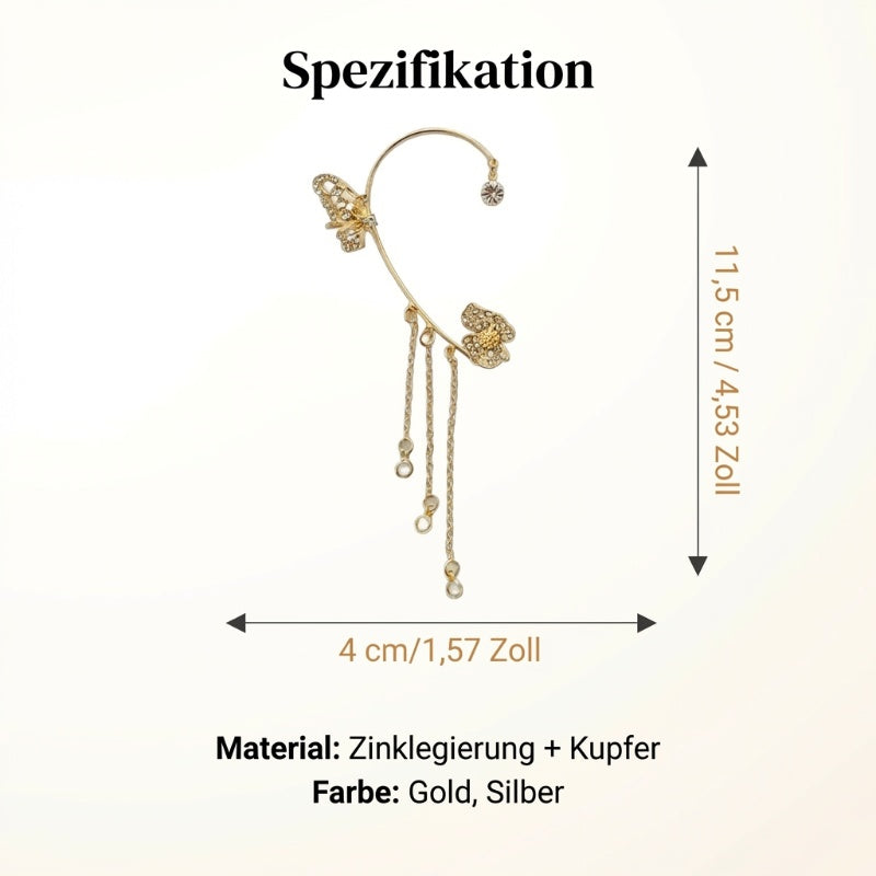 💕Valentinstags Special - 50% Rabatt💕Schlichte Ohrclips mit Schmetterlings- und Blumenmotiv & Quasten – Elegant & bequem. ohne Ohrloch 🌸🦋
