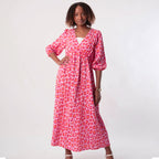 🏖️LETZTER TAG DES AUSVERKAUFS: 55 % RABATT!!🎀🌸Damenkleid mit V-Ausschnitt und Druck