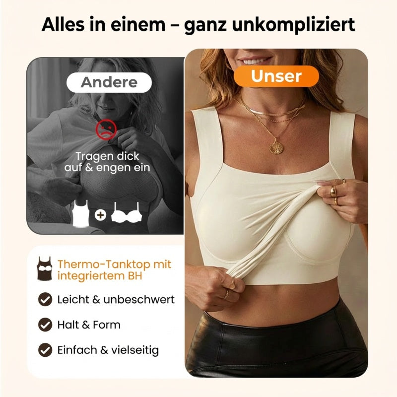 👚 50% RABATT! 🔥 Damen Thermo-Tanktop mit U-Ausschnitt – Integrierter BH. Nahtlos & Perfekt zum Unterziehen 🏃‍♀️