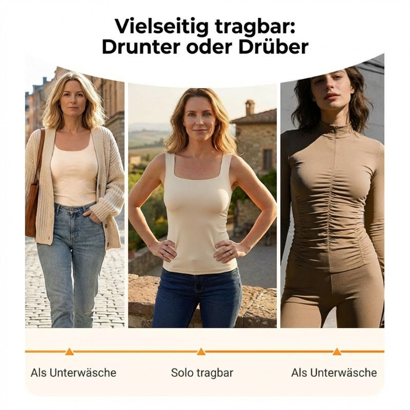 👚 50% RABATT! 🔥 Damen Thermo-Tanktop mit U-Ausschnitt – Integrierter BH. Nahtlos & Perfekt zum Unterziehen 🏃‍♀️