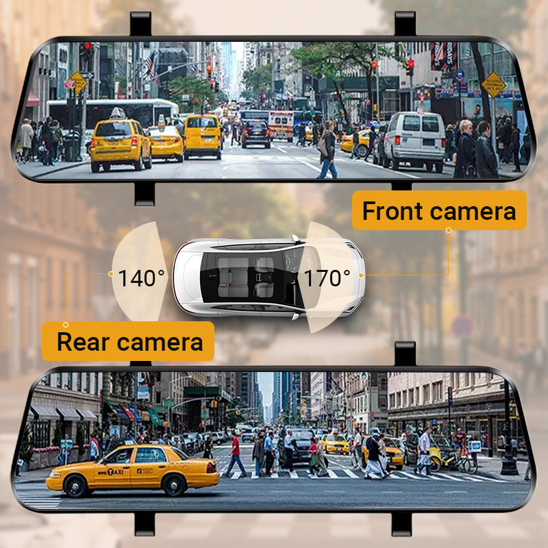 👁️10-Zoll-Rückfahrkamera & Dashcam mit vollem Touchscreen – 1296P HD-Nachtsicht. Dual-Objektiv – ideal für sicheres Fahren & Parken🚗📹