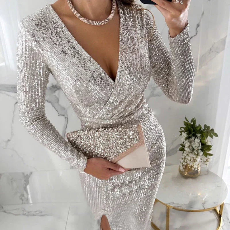 🎅Weihnachtsverkauf 50% Rabatt🎄Sexy Paillettenkleid im Bodycon-Stil✨