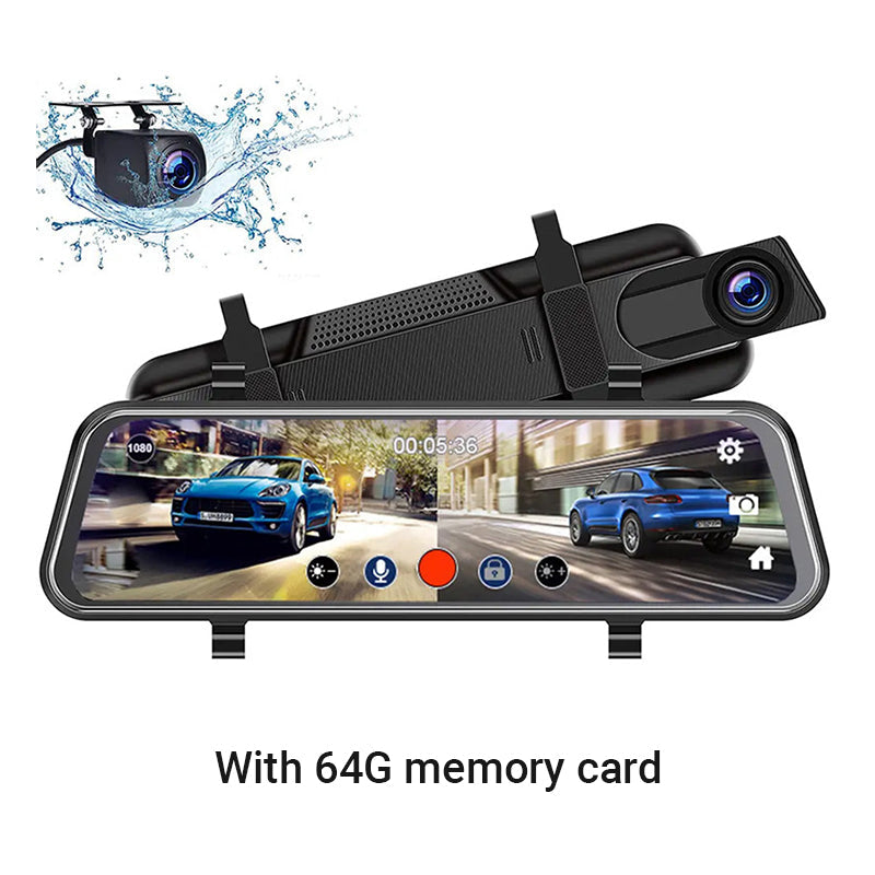 👁️10-Zoll-Rückfahrkamera & Dashcam mit vollem Touchscreen – 1296P HD-Nachtsicht. Dual-Objektiv – ideal für sicheres Fahren & Parken🚗📹