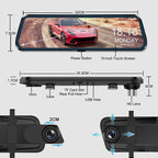 👁️10-Zoll-Rückfahrkamera & Dashcam mit vollem Touchscreen – 1296P HD-Nachtsicht. Dual-Objektiv – ideal für sicheres Fahren & Parken🚗📹