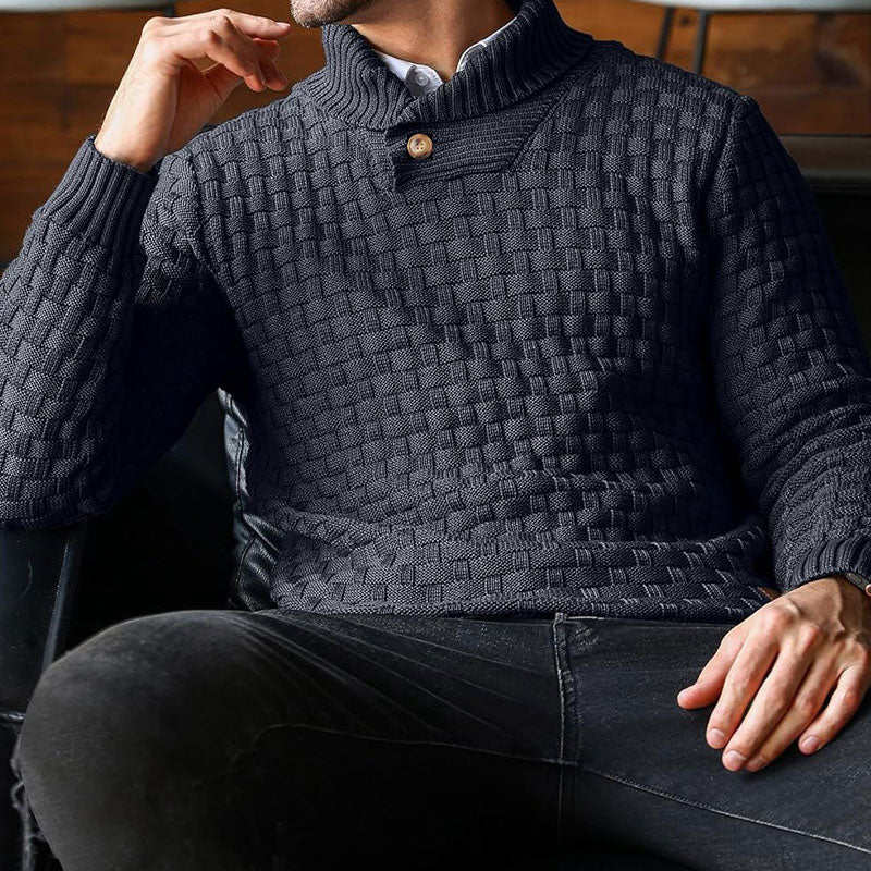 💜 LETZTER TAG DER AKTION – 50 % RABATT 💜Herren Pullover mit strukturiertem Stehkragen
