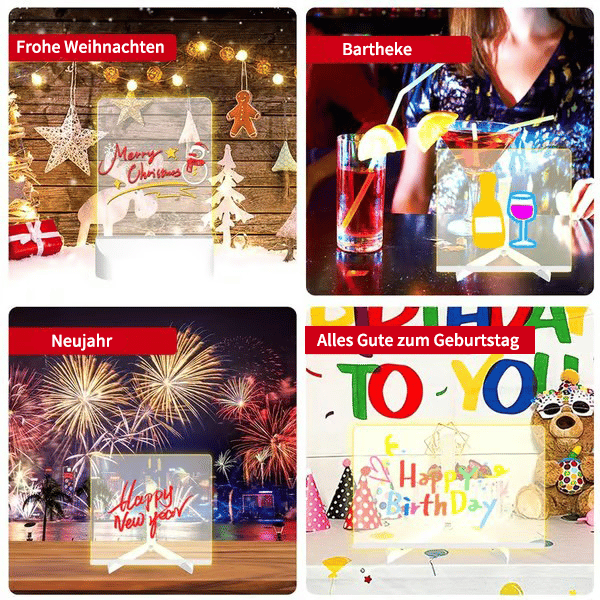 🎄Weihnachtsaktion  🎁Kreatives wiederbeschreibbares Acryl-LED-Nachrichtenschild(kommt mit 7 Stiften)