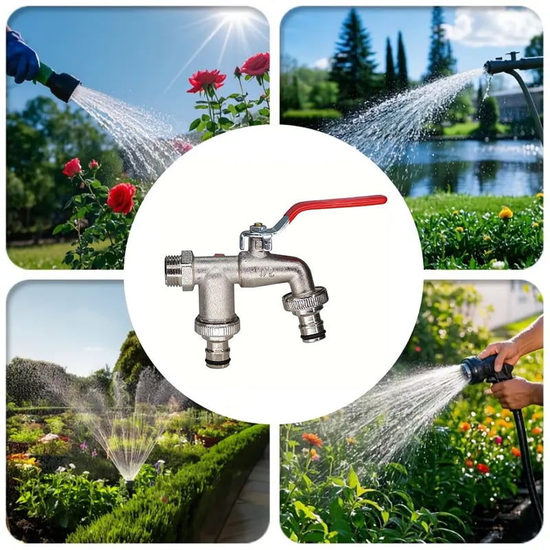 💥 -50% AKTION 🔥 Doppel-Auslauf Wasserhahn für den Garten 🚰 aus Edelstahl – langlebig. stabil & praktisch regelbar