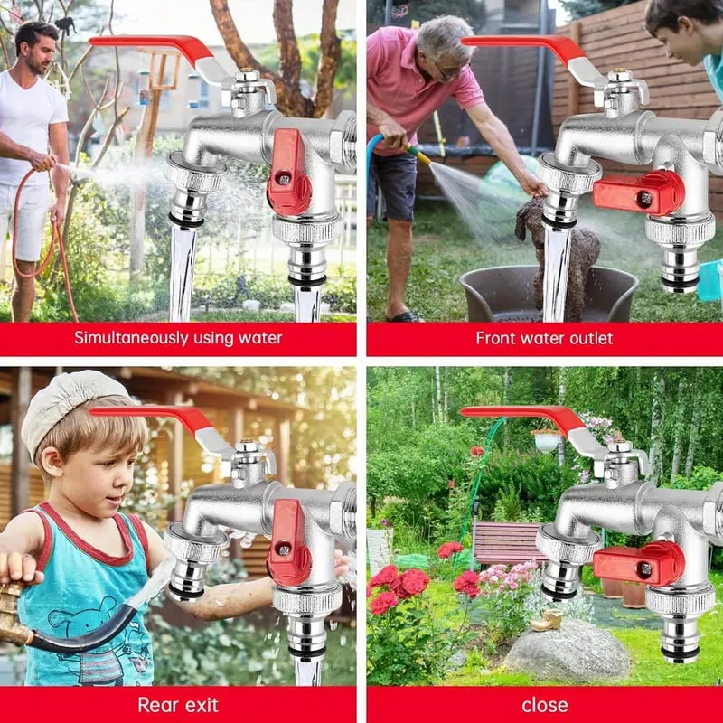 💥 -50% AKTION 🔥 Doppel-Auslauf Wasserhahn für den Garten 🚰 aus Edelstahl – langlebig. stabil & praktisch regelbar