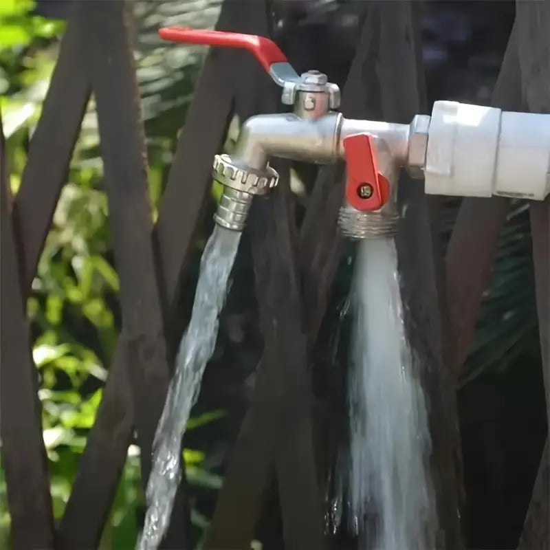 💥 -50% AKTION 🔥 Doppel-Auslauf Wasserhahn für den Garten 🚰 aus Edelstahl – langlebig. stabil & praktisch regelbar