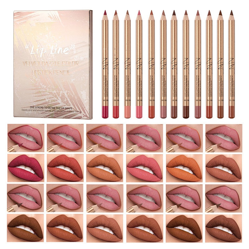 🔥Solange der Vorrat reicht 40 % Rabatt!🎉12-farbiges. wischfestes Lipliner-Stift-Set