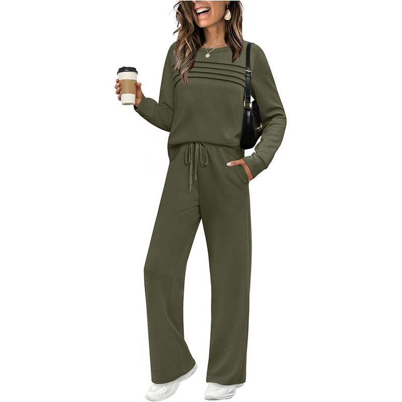 📢📢60 % Rabatt!! ⏰Set für Damen mit Rundhals-Top und Kordelzughose🔥