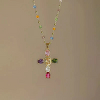 👛 JETZT 50 % RABATT! 💖 Bunte Strass-Kreuz-Anhänger-Halsketten