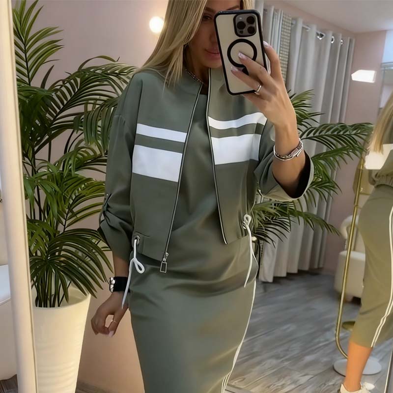 ❄️LETZTER TAG – 49% RABATT 💖 Damen-Set aus Stehkragenjacke und Kleid