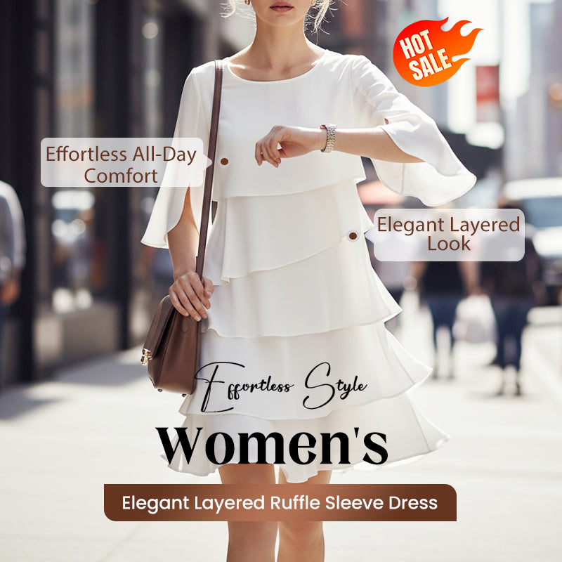 👗 Damen Kleid – Rundhals. Kaskaden-Rüschen & mehrlagig – Elegant & schmeichelhaft für Sommer & Anlässe✨