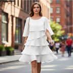 👗 Damen Kleid – Rundhals. Kaskaden-Rüschen & mehrlagig – Elegant & schmeichelhaft für Sommer & Anlässe✨