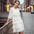 👗 Damen Kleid – Rundhals. Kaskaden-Rüschen & mehrlagig – Elegant & schmeichelhaft für Sommer & Anlässe✨