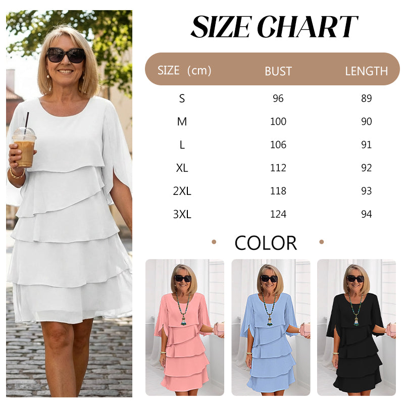 👗 Damen Kleid – Rundhals. Kaskaden-Rüschen & mehrlagig – Elegant & schmeichelhaft für Sommer & Anlässe✨