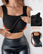 👚 50% RABATT! 🔥 Damen Thermo-Tanktop mit U-Ausschnitt – Integrierter BH. Nahtlos & Perfekt zum Unterziehen 🏃‍♀️