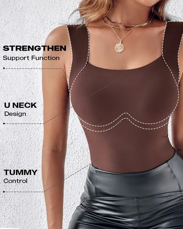 👚 50% RABATT! 🔥 Damen Thermo-Tanktop mit U-Ausschnitt – Integrierter BH. Nahtlos & Perfekt zum Unterziehen 🏃‍♀️