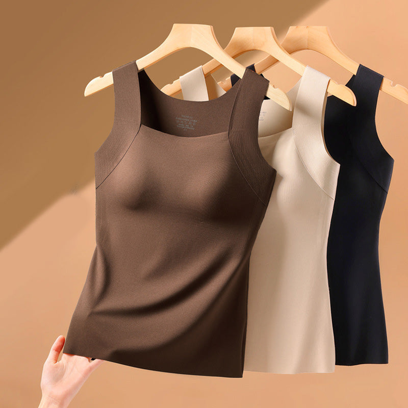 👚 50% RABATT! 🔥 Damen Thermo-Tanktop mit U-Ausschnitt – Integrierter BH. Nahtlos & Perfekt zum Unterziehen 🏃‍♀️