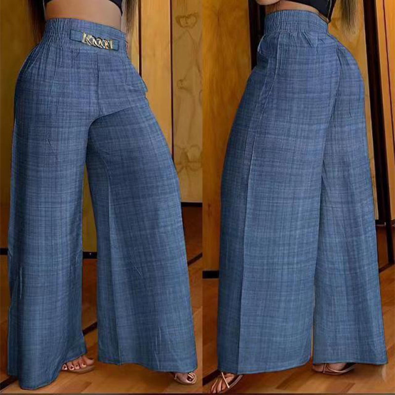 🔥Solange der Vorrat reicht 40 % Rabatt!🎉Damen-Hose mit hohem Bund. weitem Bein und Gürtelakzent💓