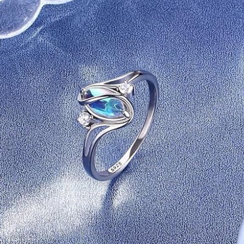 🔥Solange der Vorrat reicht 40 % Rabatt!🎉Geometrischer Damenring mit ovalem grünem Mondstein & Zirkonia – modern & stilvoll 💍✨