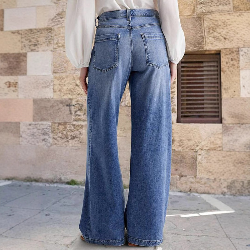 🔥Solange der Vorrat reicht 40 % Rabatt!🎉Damen-Vintage-Hochbund-Weitbeinjeans
