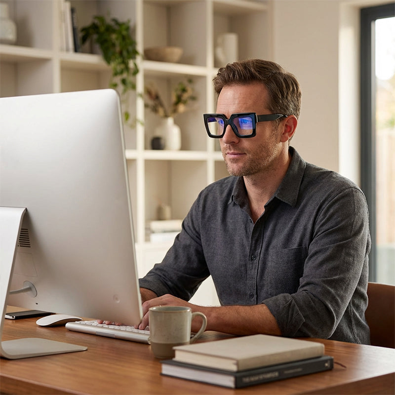 🔥Solange der Vorrat reicht 40 % Rabatt!🎉Schicke. übergroße. quadratische. lichtundurchlässige Brille in Blau