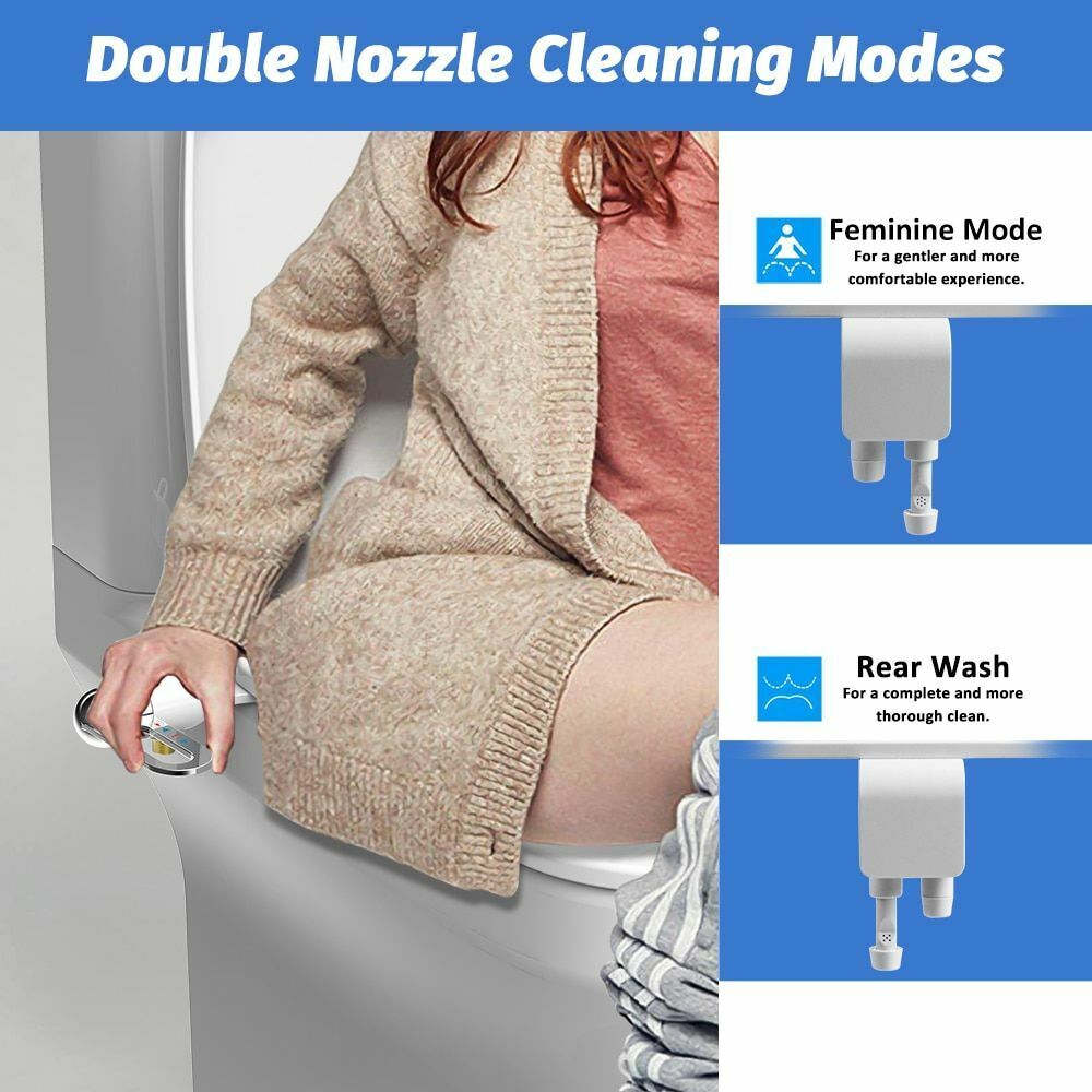 🚽 🚿 Nichtelektrischer Bidet-Aufsatz mit Doppeldüse – Hygienische Selbstreinigung. Einfache Installation & Wasserdruck-Kontrolle ✨