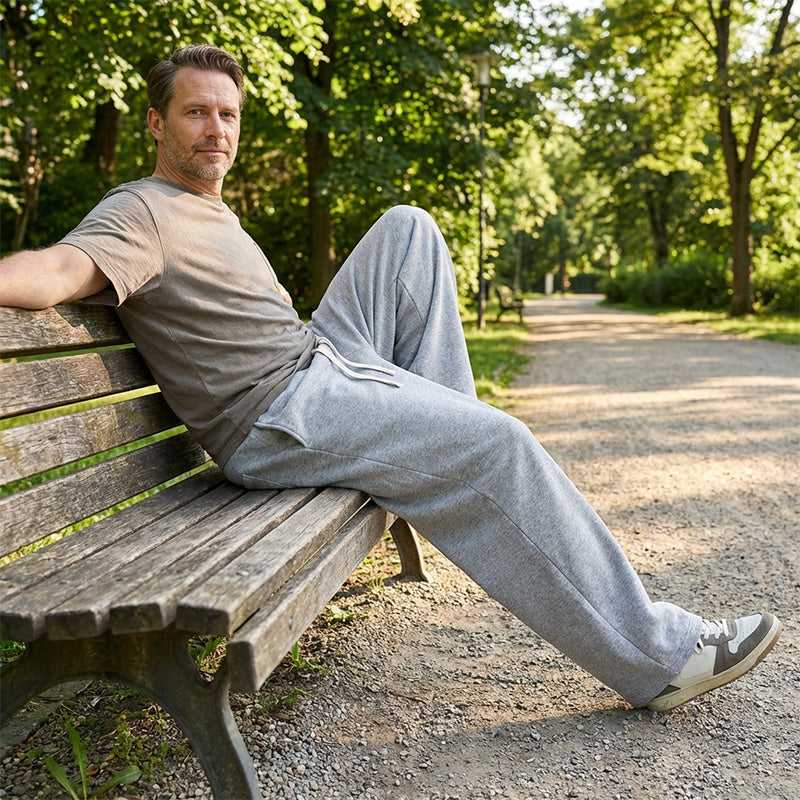 👖 60% RABATT! 🏃‍♂️ Herren-Freizeithose in Lockerer Passform – Kordelzug. Bequemes Baumwollgewebe & Vielseitig für Alltag und Sport 🌟