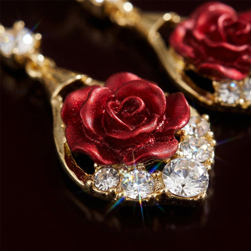🔥Solange der Vorrat reicht 40 % Rabatt!🌹Elegante Ohrringe mit roten Rosen