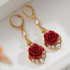 🔥Solange der Vorrat reicht 40 % Rabatt!🌹Elegante Ohrringe mit roten Rosen