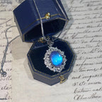 🔥Solange der Vorrat reicht 40 % Rabatt!🎉Elegante ovale blaue Halskette mit Anhänger