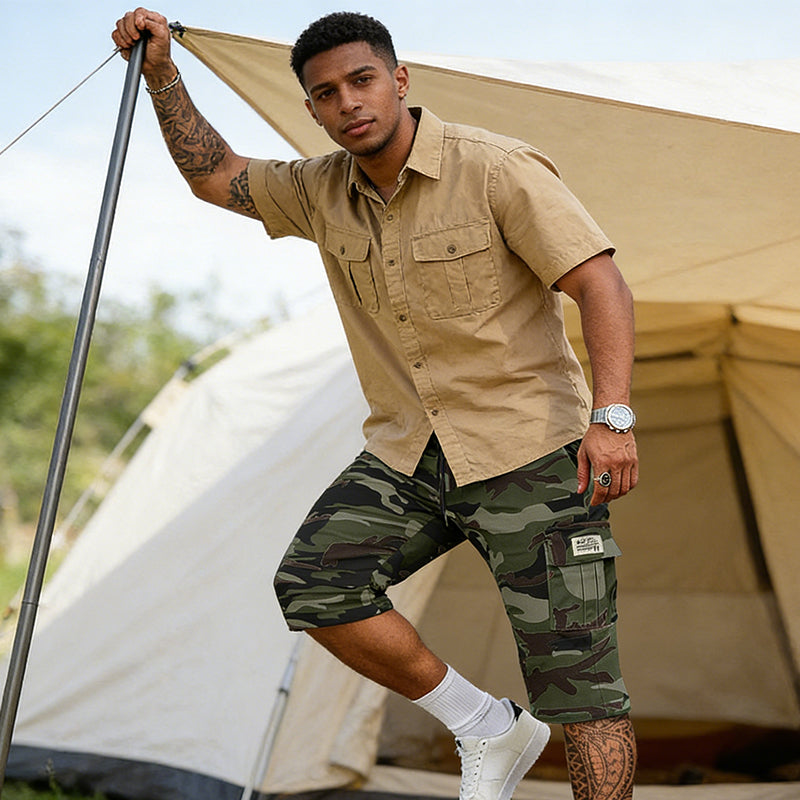 🔥Solange der Vorrat reicht 40 % Rabatt!🎉Herren-Camo-Cargoshorts mit mehreren Taschen