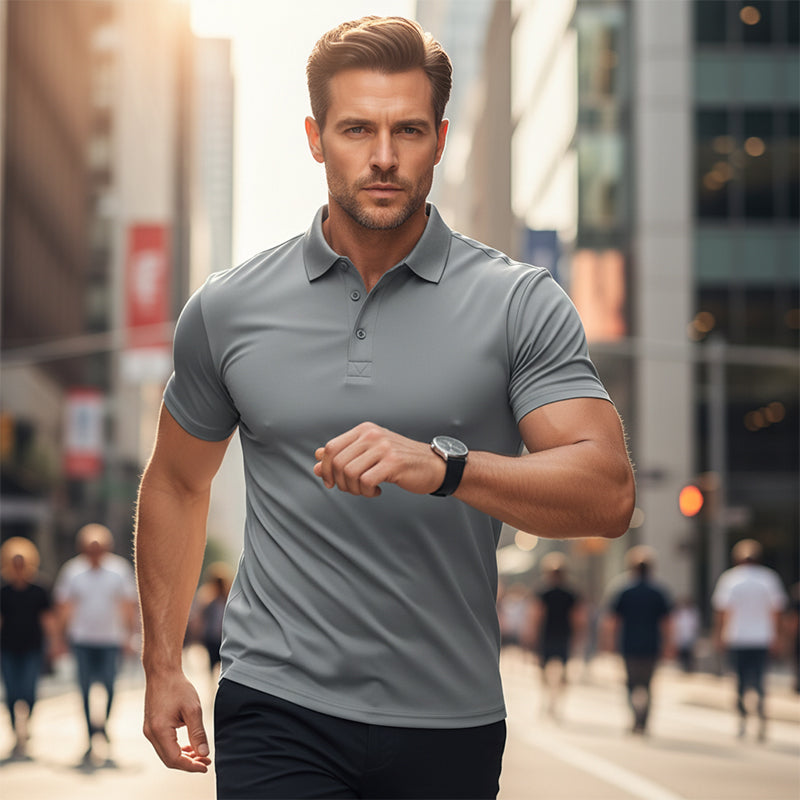 🔥Solange der Vorrat reicht 40 % Rabatt!🎉Herren schnell trocknendes Kurzarm-Hemdchen-Shirt mit Reverskragen