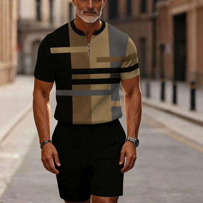 🔥Solange der Vorrat reicht 40 % Rabatt!🎉Herren-Hemd-und-Shorts-Set mit Viertelreißverschluss