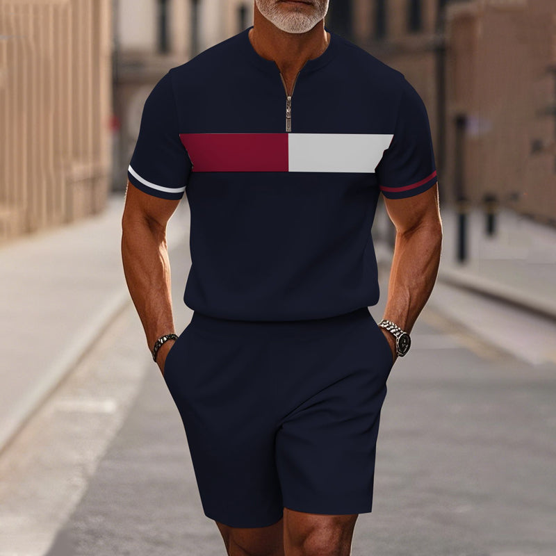 🔥Solange der Vorrat reicht 40 % Rabatt!🎉Herren-Hemd-und-Shorts-Set mit Viertelreißverschluss