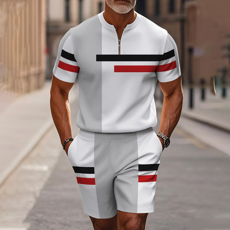 🔥Solange der Vorrat reicht 40 % Rabatt!🎉Herren-Hemd-und-Shorts-Set mit Viertelreißverschluss