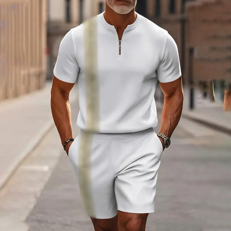 🔥Solange der Vorrat reicht 40 % Rabatt!🎉Herren-Hemd-und-Shorts-Set mit Viertelreißverschluss