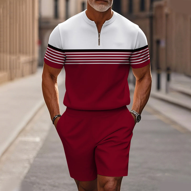 🔥Solange der Vorrat reicht 40 % Rabatt!🎉Herren-Hemd-und-Shorts-Set mit Viertelreißverschluss