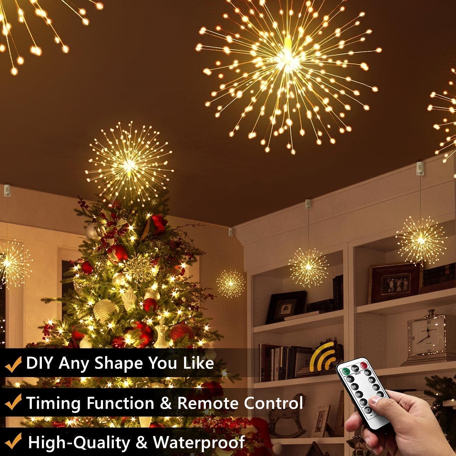 🔥Solange der Vorrat reicht 40 % Rabatt!🎉Hängende Starburst Fairy Lights für Weihnachten