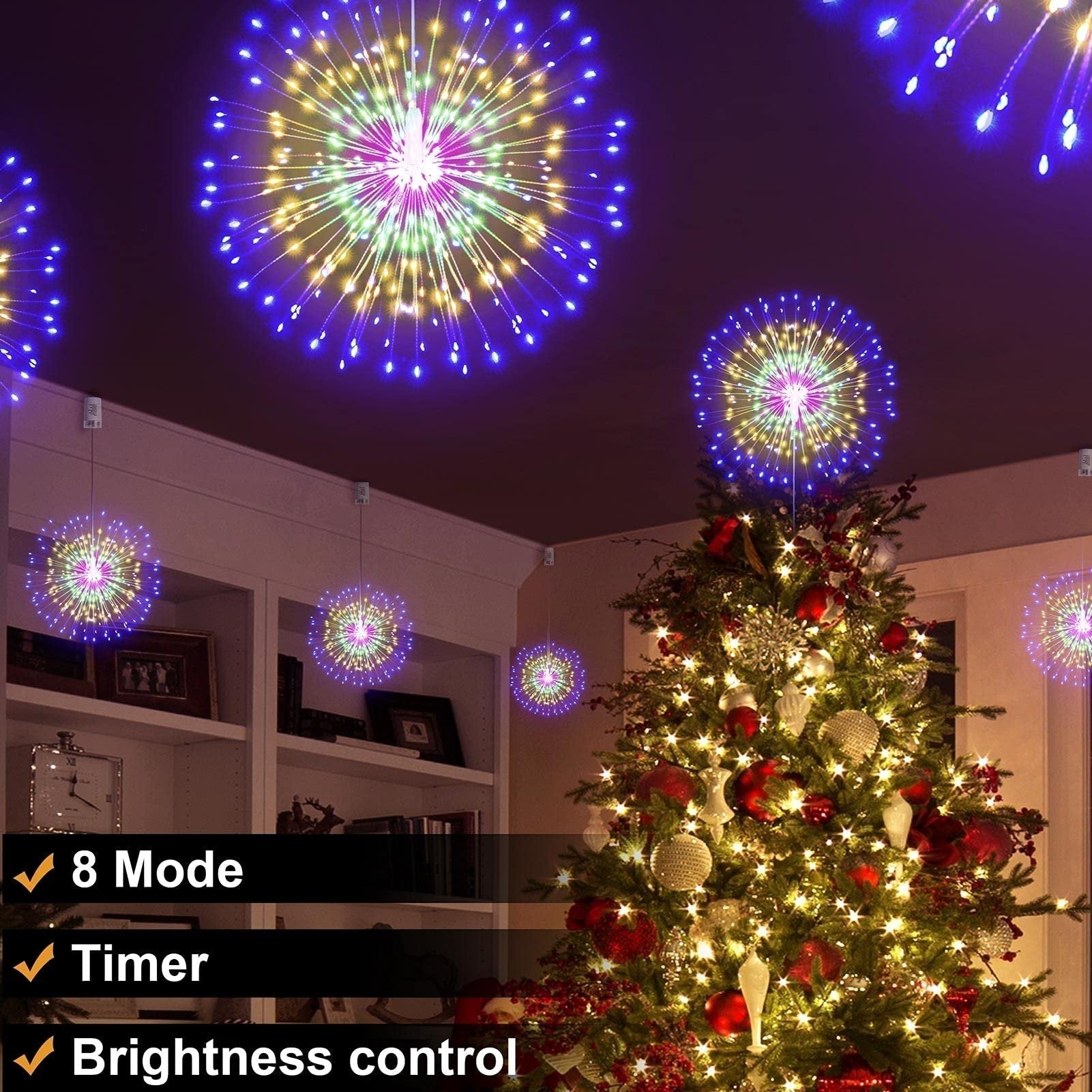 🔥Solange der Vorrat reicht 40 % Rabatt!🎉Hängende Starburst Fairy Lights für Weihnachten