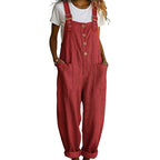 👖JETZT 50 % RABATT! 🌿 Lässige Damen-Latzhose mit Knopfleiste – Verstellbare Träger. atmungsaktives Material & bequeme Passform ✨