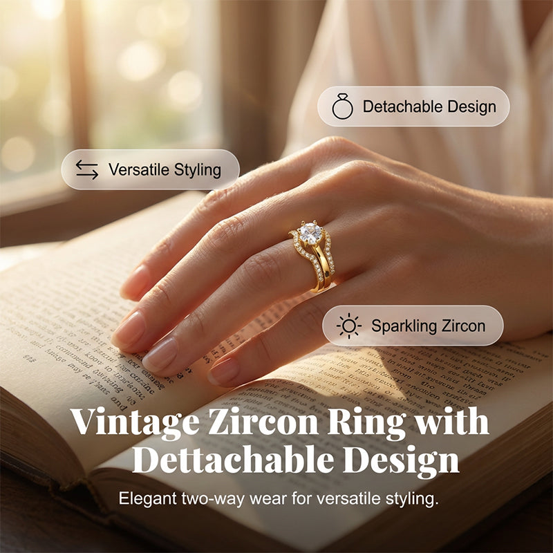 📢📢50 % Rabatt!! ⏰Vintage Zirkonia Ring – Verstellbarer Offener Ring für Damen. Elegant & Leicht Luxus für Zeige- oder Mittelfinger