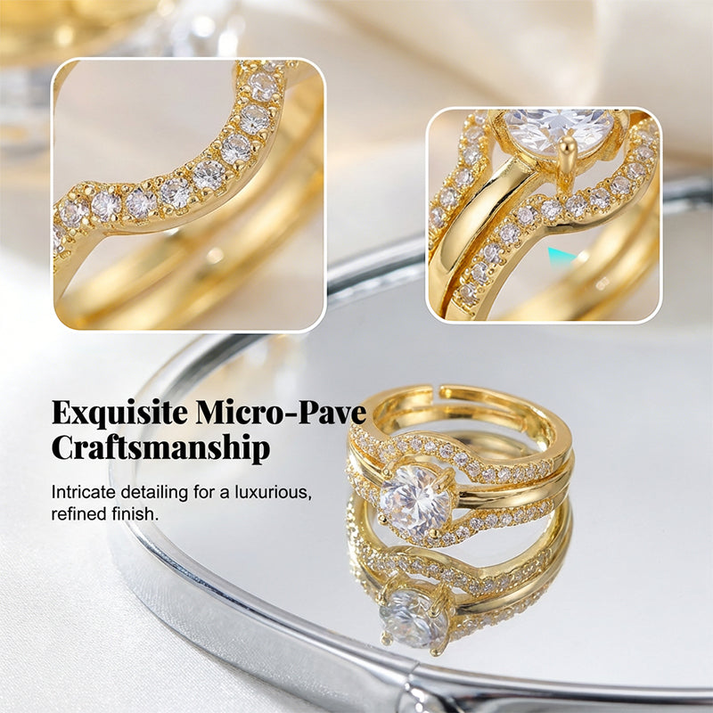 📢📢50 % Rabatt!! ⏰Vintage Zirkonia Ring – Verstellbarer Offener Ring für Damen. Elegant & Leicht Luxus für Zeige- oder Mittelfinger
