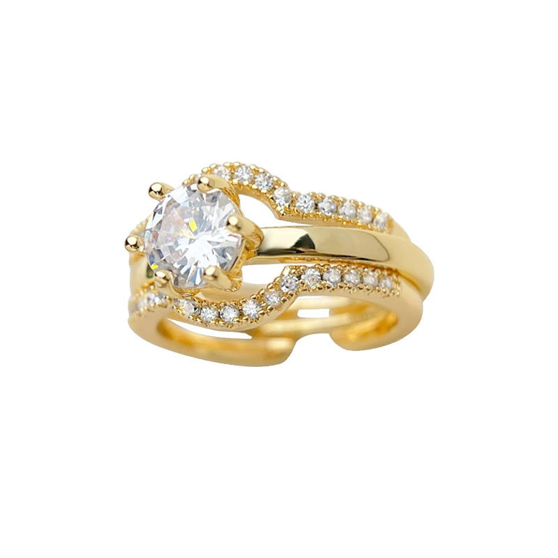 📢📢50 % Rabatt!! ⏰Vintage Zirkonia Ring – Verstellbarer Offener Ring für Damen. Elegant & Leicht Luxus für Zeige- oder Mittelfinger