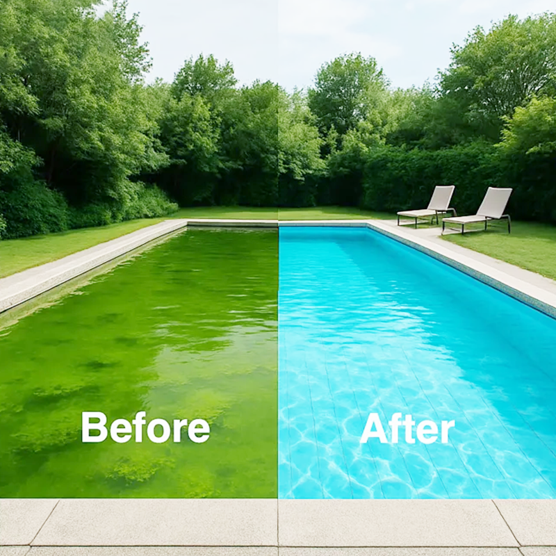 💧 Reinigungsflüssigkeit für Pools – kristallklares Wasser. mühelos! ✨ Schluss mit grünem Wasser und aggressiven Produkten – genießen Sie jederzeit ein gesundes. natürliches Badevergnügen. 🏊‍♂️💙