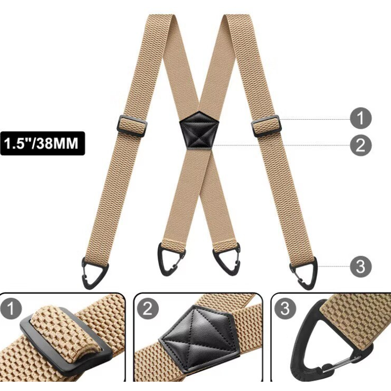 3.8 cm breiter Gurt mit Maiskorn-Muster – elastischer Karabiner-Gurt für Herren – ideal zum Klettern. Wandern & Outdoor-Aktivitäten⛰️🧗‍♂️