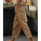 🔥Solange der Vorrat reicht 40 % Rabatt!🎉Damenhose mit Spitzenbesatz und Kordelzug