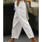 🔥Solange der Vorrat reicht 40 % Rabatt!🎉Damenhose mit Spitzenbesatz und Kordelzug